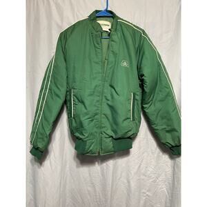 Vintage Holloway Pioneer Seed Pinstripe Green Quilted Nylon Jacket Men's Small
